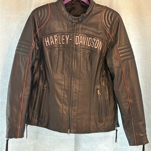 Harley-Davidson Eclipse Women's  Large Waterproof Black Leather Riding Jacket